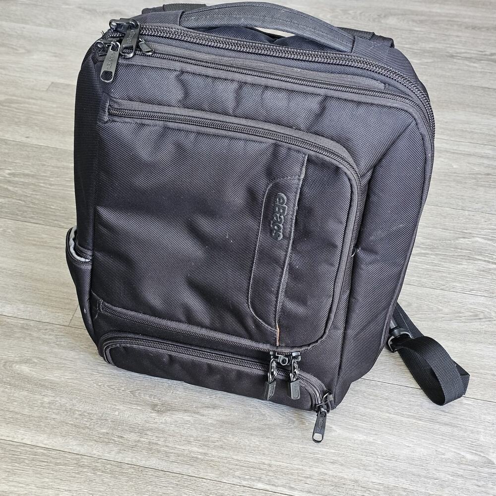 eBags Professional Slim Backpack Laptop Carry On Black Weekender Travel Bag